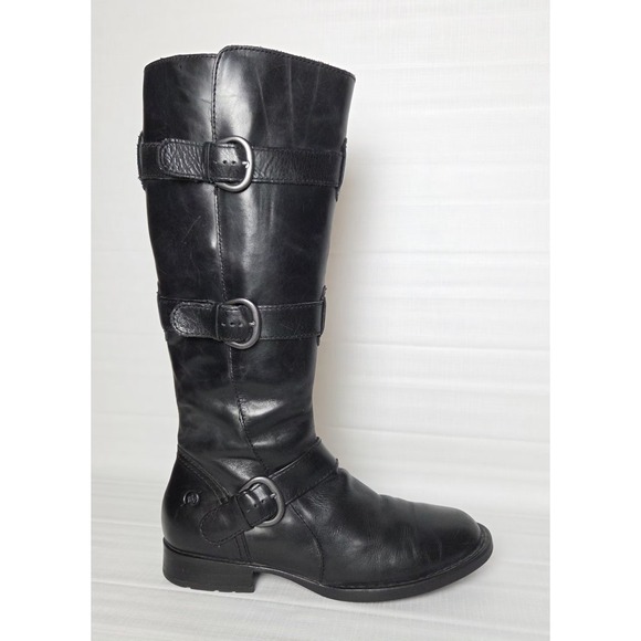 Born Crown Black Leather Knee High Boots Womens Sz 6M Style D86203 - Picture 2 of 10